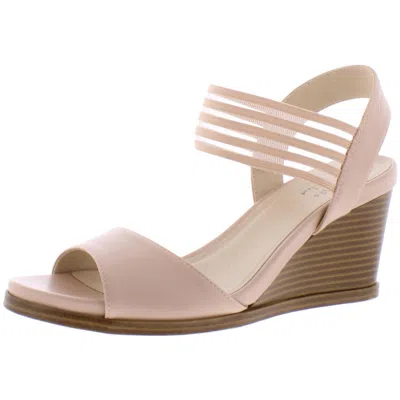 Lifestride Blaze Womens Faux Leather Dressy Wedge Sandals In Pink