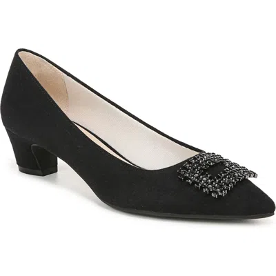Lifestride Bling Pointed Toe Pump In Black Microfiber