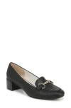 Lifestride Bliss Womens Cushioned Footbed Leather Loafer Heels In Black