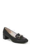 Lifestride Bliss Womens Cushioned Footbed Leather Loafer Heels In Black