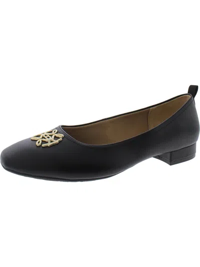 Lifestride Cameo Womens Slip On Block Heel Loafer Heels In Black