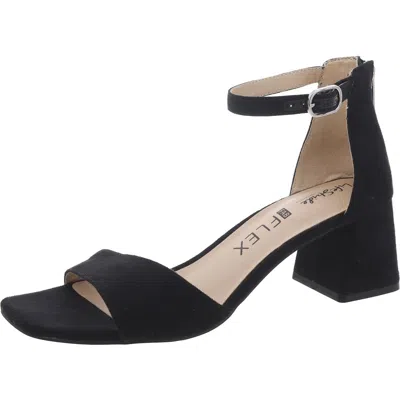 Lifestride Cassidy Womens Zipper Manmade Ankle Strap In Black Fabric