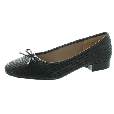 Lifestride Cheers Woven Womens Textured Faux Leather Ballet Flats In Black