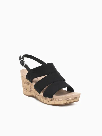 Lifestride Darby Women's Size Us 9 Black Slingback Comfort Wedge Sandals Zpo3049