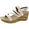 Lifestride Discover Womens Faux Leather Metallic Wedge Sandals In White