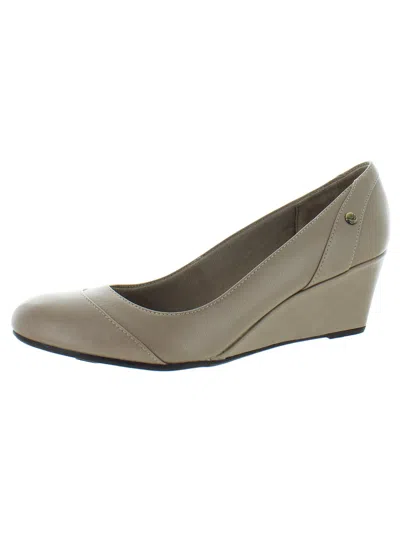 Lifestride Dreams Womens Faux Leather Round Toe Heels In Beige