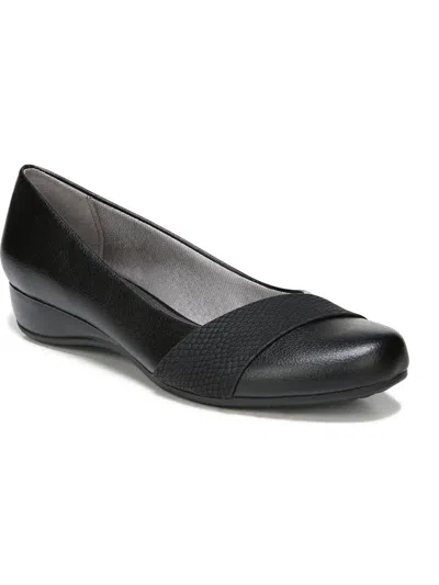Lifestride Dylan Womens Faux Leather Slip On Flat Shoes In Black