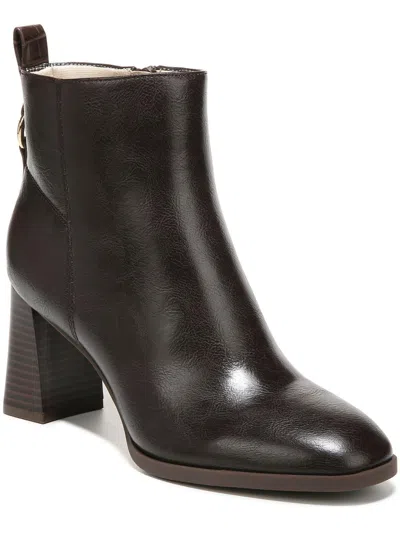 Lifestride Farrah Womens Man Made Block Heel Ankle Boots In Brown