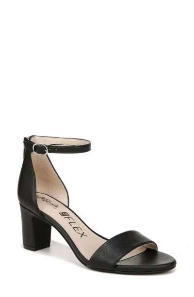 Lifestride Florence Ankle Strap Sandal In Black Faux Leather