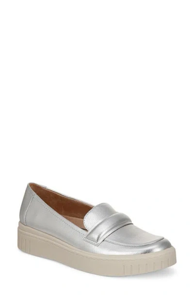 Lifestride Geneva Slip-on Platform Sneaker In Silver Faux Leather