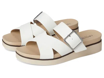 Lifestride Wide Width Getaway Wedge Sandal In White