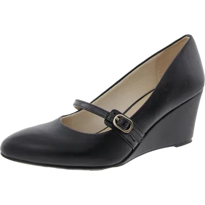 Lifestride Gio Mj 2 Womens Buckle Man Made Mary Jane Heels In Black Faux Leather