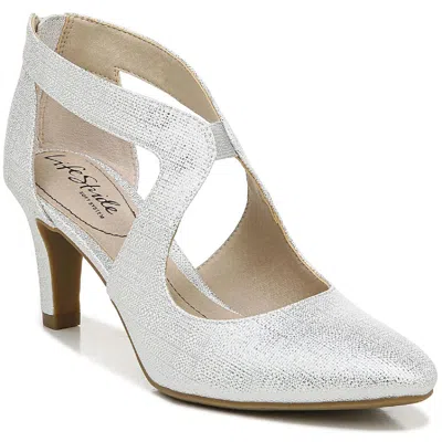 Lifestride Giovanna 2 Womens Comfort Insole Cut-out Pumps In Silver Faux Leather