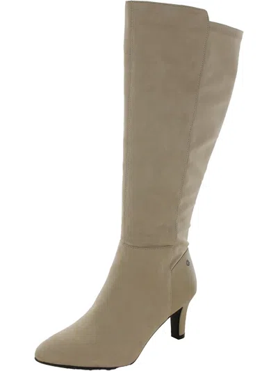 Lifestride Gracie Womens Faux Suede Wide Calf Knee-high Boots In Neutral
