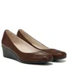 Lifestride Groovy Pumps Women's Brown Leather Square Toe Slip-on Rhs5497 In Brown