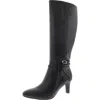 Lifestride Guild Womens Solid Faux Leather Knee-high Boots In Black Wide Calf