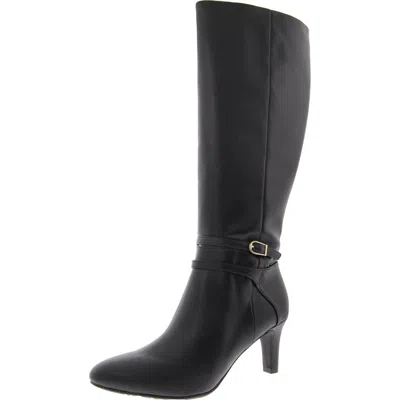 Lifestride Guild Womens Solid Faux Leather Knee-high Boots In Black Wide Calf