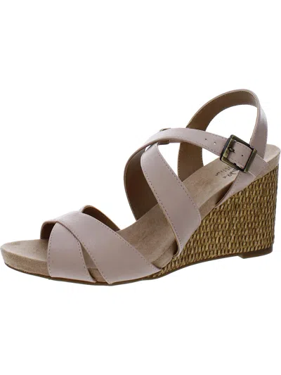 Lifestride Harbor Womens Faux Leather Strappy Wedge Sandals In Multi