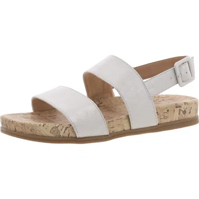 Lifestride Holiday Womens Faux Leather Footbed Slingback Sandals In Silver