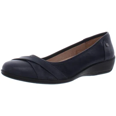 Lifestride I Loyal Womens Faux Leather Closed Toe Ballet Flats In Blue Faux Leather