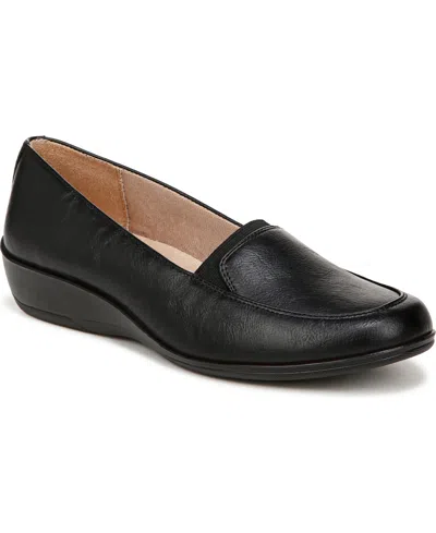 Lifestride Ida Slip Ons In Black Faux Leather