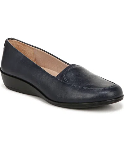 Lifestride Ida Slip Ons In Lux Navy Faux Leather