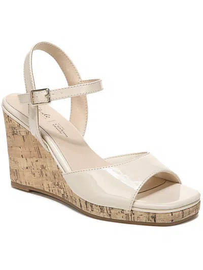 Lifestride Island Time Womens Solid Ankle Strap Wedge Sandals In White