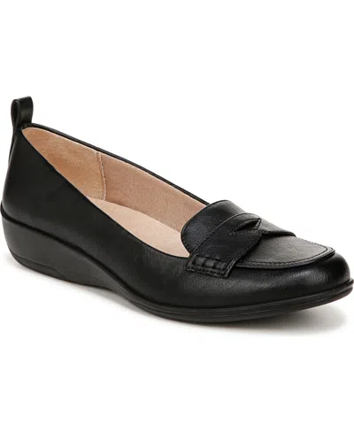 Lifestride Ivonne Slip On Loafers In Black Faux Leather