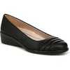 Lifestride Anika Womens Faux Leather Knot Front Ballet Flats In Black