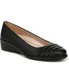 Lifestride Anika Womens Faux Leather Knot Front Ballet Flats In Black Faux Leather