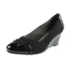 Lifestride Juliana Womens Patent Toe Cap Wedge Heels In Black