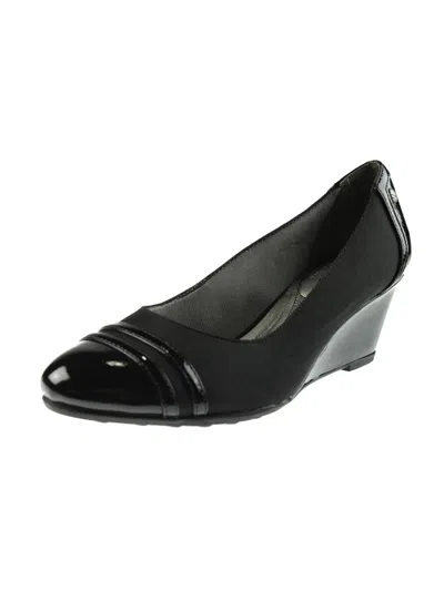 Lifestride Juliana Womens Patent Toe Cap Wedge Heels In Multi
