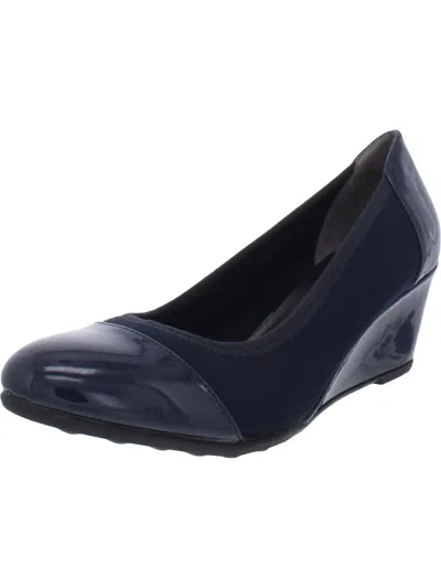 Lifestride Juliana Womens Toe Cap Round Toe Wedge Heels In Blue