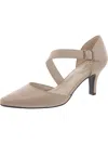 Lifestride Kamala Womens Faux Leather Pointed Toe Pumps In Beige