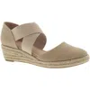 Lifestride Keaton Womens Canvas Slip On Wedge Heels In Brown