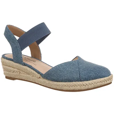 Lifestride Kimmie Womens Ankle Strap Closed Toe Wedge Sandals In Blue