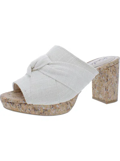 Lifestride Laguna Womens Peep Toe Slip On Heels In Silver