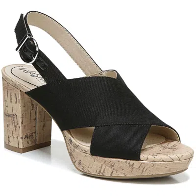 Lifestride Lara Womens Padded Insole Canvas Platform Sandals In Animal Print