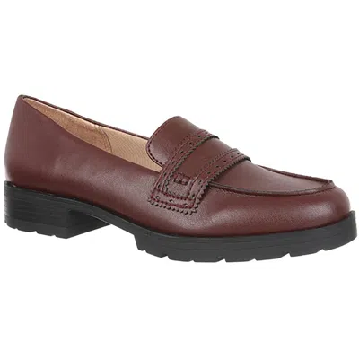 Lifestride London Womens Faux Leather Slip On Loafers In Red
