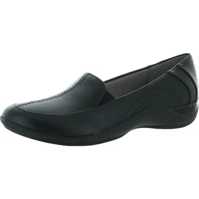 Lifestride Mada Womens Faux Leather Slip On Flats In Black