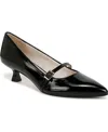 Lifestride Madelyn Mary Jane Pointed Toe Kitten Heel Pump In Black Faux Patent