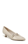Lifestride Madelyn Mary Jane Pointed Toe Kitten Heel Pump In Almond Milk Faux Patent