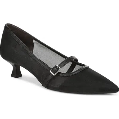 Lifestride Madelyn Mary Jane Pointed Toe Kitten Heel Pump In Black