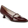 Lifestride Madelyn Mary Jane Pointed Toe Kitten Heel Pump In California Wine Faux Patent