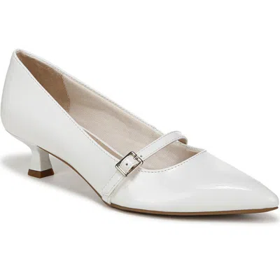 Lifestride Madelyn Mary Jane Pointed Toe Kitten Heel Pump In White Faux Patent