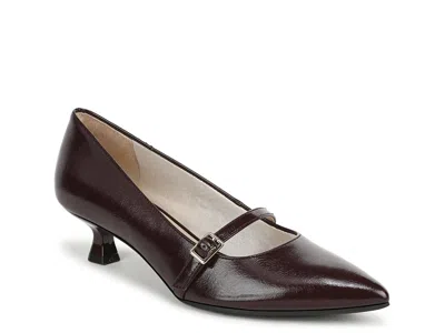 Lifestride Madelyn Mary Jane Pointed Toe Kitten Heel Pump In Brown