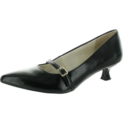 Lifestride Madelyn Womens Adjustable Patent Mary Jane Heels In Black/black