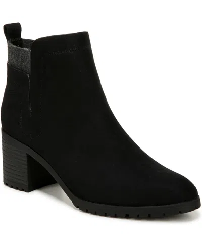 Lifestride Maggie Lug Sole Booties In Black Microfiber