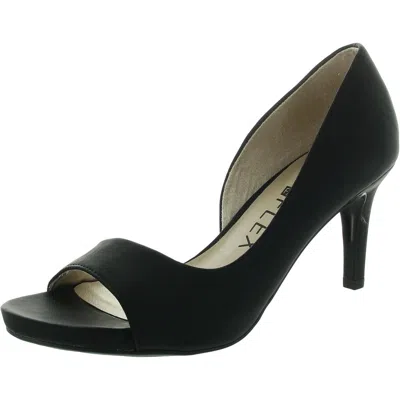 Lifestride Mantra Womens Cushioned Footbed Faux Leather D'orsay Heels In Black