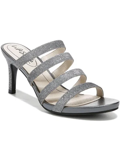 Lifestride Marquee Womens Shimmer Slip On Heels In Silver
